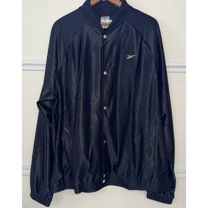 Reebok BB Gold Snap Satin Y2K Casual Jacket Black Gold Mens‎ Size XL